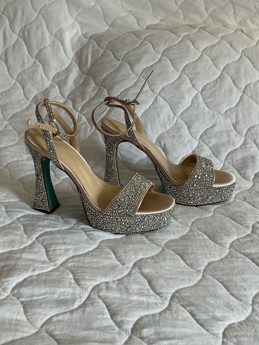 Betsy Johnson | Beth Champagne Rhinestone Platform Heels